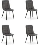 Homestyle4u Esszimmerst&uuml;hle 4er Set Samt Polsterstuhl Leinen Grau K&uuml;chenstuhl