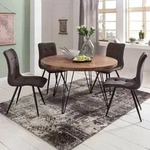 FineBuy Esszimmertisch rund &Oslash;120cm Sheesham Massivholz &ndash; Design Esstisch...