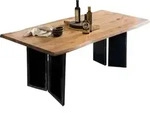 SIT M&ouml;bel Tisch Akazie mit Baumkante | 36 mm Platte natur | Gestell Metall schwarz 