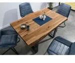 MASSIVMOEBEL24 Baumtisch Sheesham 160x90x77 natur sandgestrahlt / U-Beine...