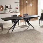 FineBuy Esstisch ausziehbar 180&ndash;260 cm Schwarz &ndash; Glas-Keramik Tischplatte...