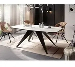 Ausziehbarer Esstisch im Loft-Stil - Industrieller Tisch in Wei&szlig;er Marmoroptik...