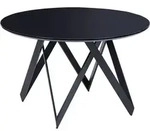 BELIANI Esszimmertisch Schwarz Rund 120 cm Gl&auml;nzend MDF-Platte Metall Modern