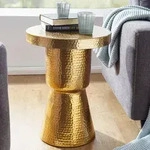 FineBuy Beistelltisch rund 43 cm Metall gold - Orientalischer Design Wohnzimmertisch