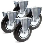 Wiltec Bockrollen Set 4x Transportrolle &Oslash;200mm mit Vollgummirad, Metallfelge...