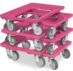 6x Logistikroller f&uuml;r Beh&auml;lter 600 x 400 mm, Tragkraft 250 kg, Farbe pink