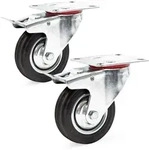 Wiltec Doppelstopp-Lenkrollen Set 2x Vollgummirad Transportrolle 100mm bis 70kg...