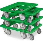 6x Logistikroller/Kistenroller f&uuml;r Beh&auml;lter 600 x 400 mm, Tragkraft 250 kg, gr&uuml;n