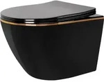 Rea WC Sch&uuml;ssel Randlos Carlo Mini Duroplast Flat Black Gold Edge - Schwarz