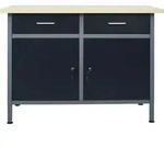 vidaXL Werkbank Schwarz 120x60x85 cm Stahl - Schwarz/Grau/Braun