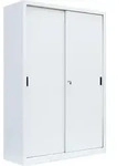 XXL Schiebet&uuml;renschrank Aktenschrank Sideboard aus Stahl Wei&szlig; 195x120x45 550167 -