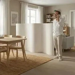 Homestyle4u Paravent Raumteiler 145x250 Bambus Trennwand Sichtschutz Wei&szlig; Wellenform