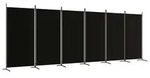 vidaXL 6-tlg. Paravent Schwarz 520x180 cm Stoff - Schwarz