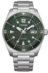 Citizen AW1880-55X Uhr Herrenuhr Edelstahl Datum silber - Gr&uuml;n