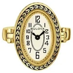 Bulova Art Deco Ring 97L188 Damenarmbanduhr - Wei&szlig;