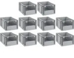 SparSet 10x Eurobox NextGen Insight | HxBxT 22x30x40cm | 20 Liter | Front offen 