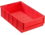 Rote Industriebox 300 B | HxBxT 8,1x18,3x30cm | 3,4 Liter| Sichtlagerkasten,