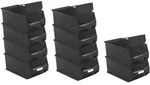 SparSet 10x Leitf&auml;hige Sichtlagerbox 4.0 mit Abdeckung | HxBxT 15x20x35cm | 7,2
