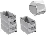SparSet 5x Graue Sichtlagerbox 4.1 mit Griffstange & Abdeckung | HxBxT...