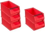 SparSet 5x Rote Sichtlagerbox 4.1 mit Griffstange | HxBxT 15x20x35cm | 7,2...