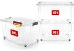 BigDean 3 St&uuml;ck 60 L Aufbewahrungsbox mit Deckel gro&szlig; transparent - stapelbare