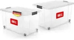BigDean 2 St&uuml;ck 60 L Aufbewahrungsbox mit Deckel gro&szlig; transparent - stapelbare