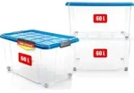 BigDean 3 St&uuml;ck 60 L Aufbewahrungsbox mit Deckel gro&szlig; azurblau - stapelbare...