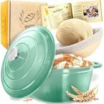 KRUSTENZAUBER Topf Brot Backen [inkl. G&auml;rkorb] - Hochwertiger Emaille Topf...