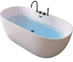 HOME DELUXE - freistehende Badewanne - LENI - Wei&szlig;, mit schwarzer Armatur -...