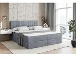 ALTDECOR Boxspringbett mit H3 Matratze und Topper - 200 x 200 cm - EDITA - Grau...
