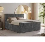 MKS MEBLE Boxspringbett 180x200 Grau Cord, Boxspringbett mit Matratze H4, Bett
