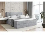 ALTDECOR Boxspringbett mit H3 Matratze und Topper - 180 x 200 cm - IDRIKO - Hellgrau