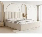 Polsterbett 200x200 mit Bettkasten und Lattenrost &ndash; Bett mit hohem Kopfteil, Boucle