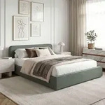 Polsterbett MARINI Doppelbett 140x200 cm in gr&uuml;n - Bett gepolstert mit...