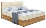ALTDECOR Boxspringbett LOLLI7 mit H3-Matratze, Kopfteil und Eiche-Holz Bettkasten -