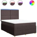 vidaXL Boxspringbett mit Matratze Dunkelbraun 160x200 cm Stoff - Braun