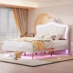 Flieks Polsterbett 140x200cm mit Lattenrost, Jugendbett Kinderbett mit Led,
