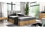 Boxspringbett Schlafzimmerbett KALYPSO 200x200cm Stoff Grau inkl. Bettkasten