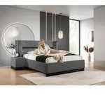 Polsterbett Doppelbett Set.3 HAMILTON 180x200cm Stoff Magic Velvet Grafit - Grau