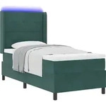 vidaXL Boxspringbett mit Matratze mit LED Gr&uuml;n 100 x 200 cm Samt - Gr&uuml;n