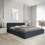 Polsterbett Doppelbett NORFOLK 180x200cm in Stoff Ditra Blau - Blau