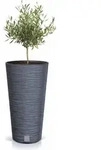 Garten Blumentopf konisch aus Kunststoff in anthrazit - 58 x 30 cm - Rillen Design