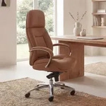 FineBuy Designer B&uuml;rostuhl Caramel Bezug Echtleder Schreibtischstuhl bis 120...