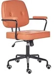 BELIANI B&uuml;rostuhl Orange Stoff mit Gebremsten Rollen Armlehnen H&ouml;henverstellbar