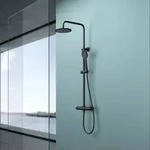 doporro Design Duscharmatur in Schwarz Matt | Duschstange mit Duschkopf rund und