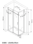 Duschkabine mit Schiebet&uuml;r EX806 - 8 mm Nano Echtglas - 90 x 120 x 195 cm -...