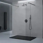 doporro Duschwand Duschtrennwand 110x200 Walk-In Dusche schwarz mit