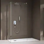 doporro Duschwand Walk-In Dusche Duschtrennwand 100x140cm mit rechteckigem