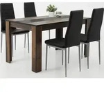 Essgruppe Helene IV Tisch Oldwood Wendepl. schwarz/wei&szlig;, 4x Stuhl schwarz -