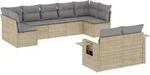 vidaXL 9-tlg. Garten-Sofagarnitur mit Kissen Beige Poly Rattan - Beige